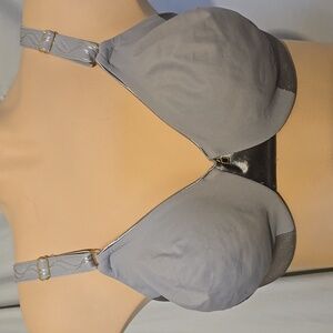 Olga Christina gray satin-finished bra 38C